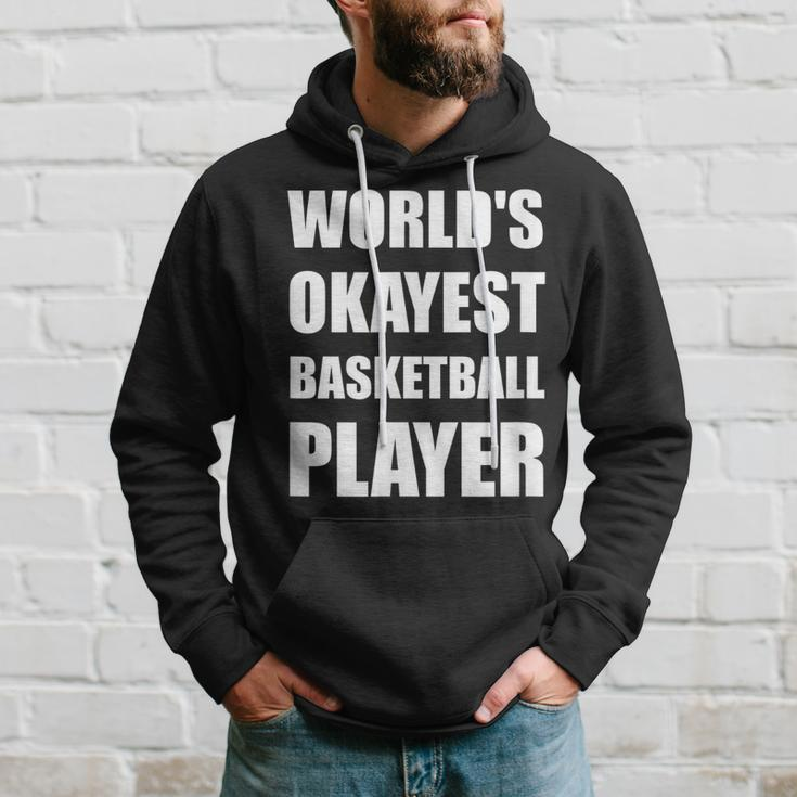 Worlds Okayest Basketball Player Funny Men Hoodie Graphic Print Hooded Sweatshirt Gifts for Him