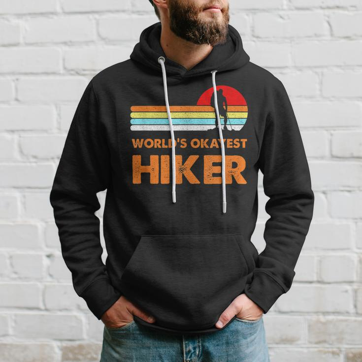 Worlds Okayest Hiker Vintage Retro Hiking Camping Gift Men Hoodie Gifts for Him