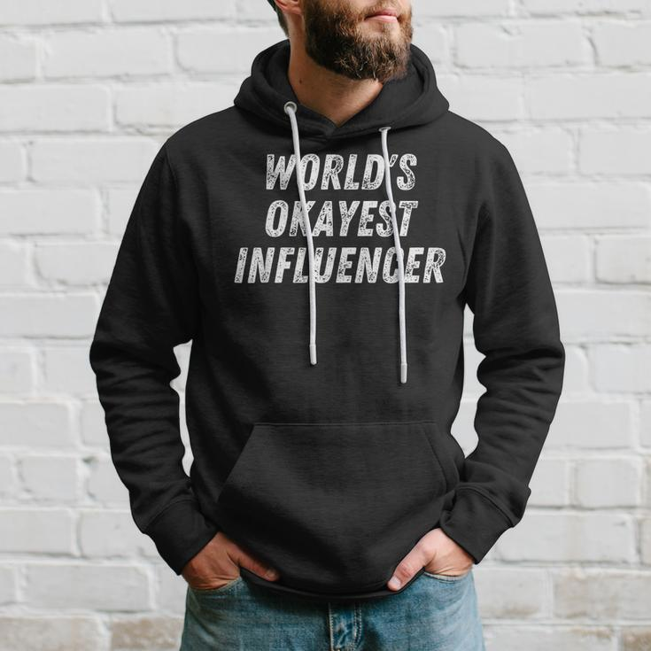 Worlds Okayest Influencer Funny Social Media Influencer Men Hoodie Graphic Print Hooded Sweatshirt Gifts for Him