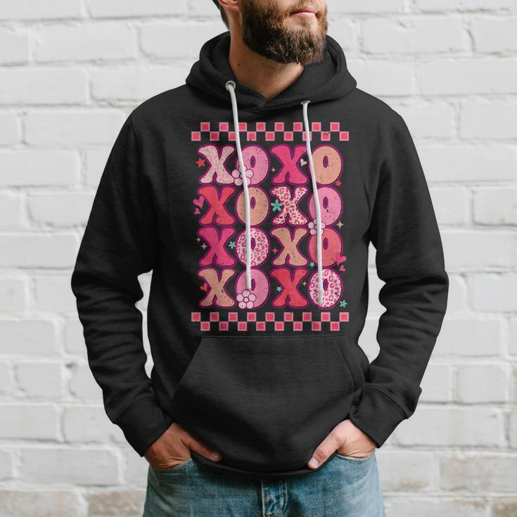 Xoxo Valentine Retro Groovy Heart Love Funny Valentines Day Hoodie Gifts for Him