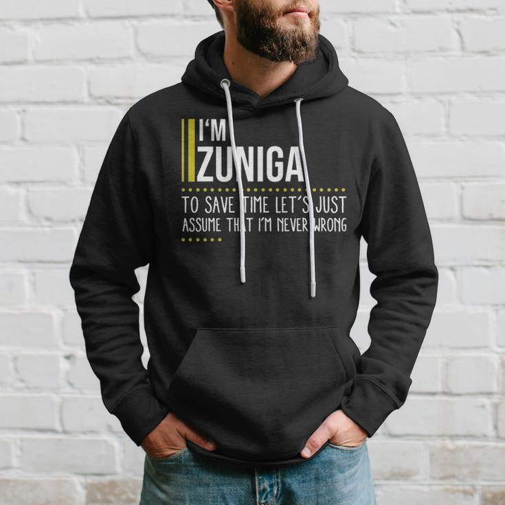 Zuniga Name Gift Im Zuniga Im Never Wrong Hoodie Gifts for Him