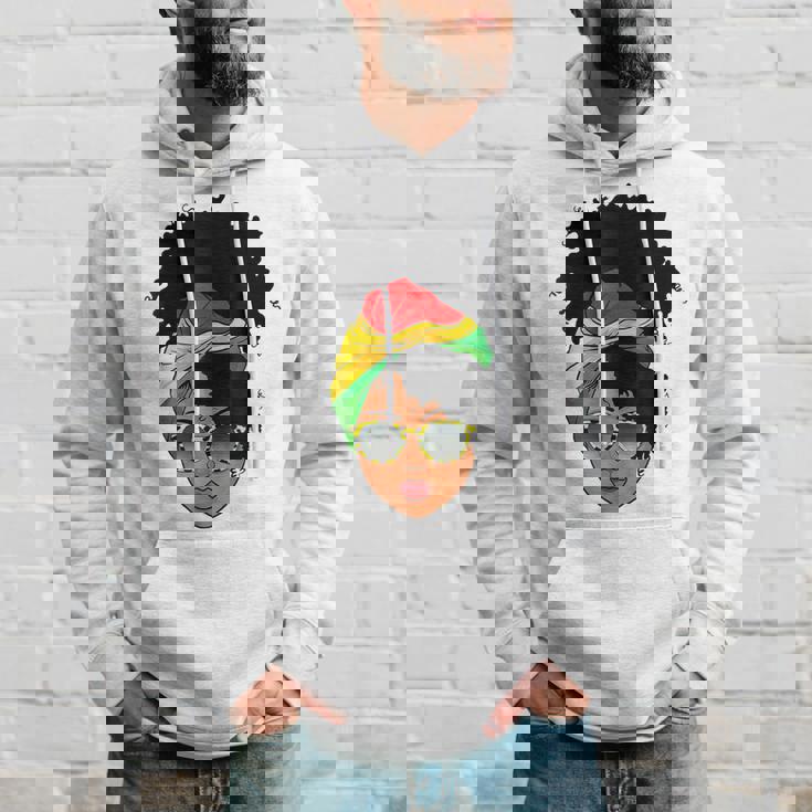 Afro Woman Headscarf Nubian Melanin Popping Black History Hoodie