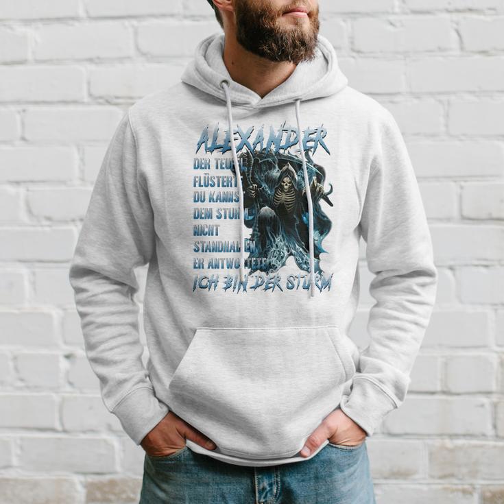 Alexander - Der Sturm Herren Hoodie, Mystisches Wolfsmotiv Geschenke für Ihn