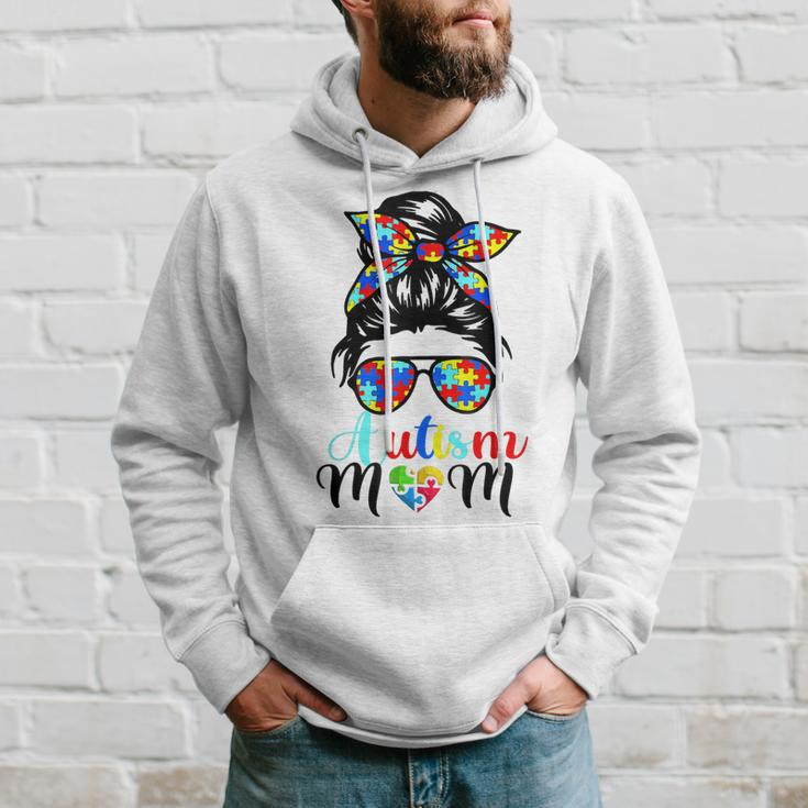 Be Kind Autism Awareness Messy Bun Girls Women Autism Mom Hoodie Gifts for Him