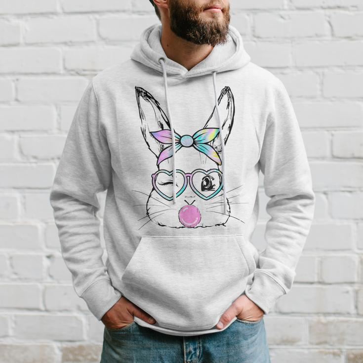 Bunny Face Wink Eyes Bandana Heart Glasses Bubblegum Easter Hoodie Gifts for Him