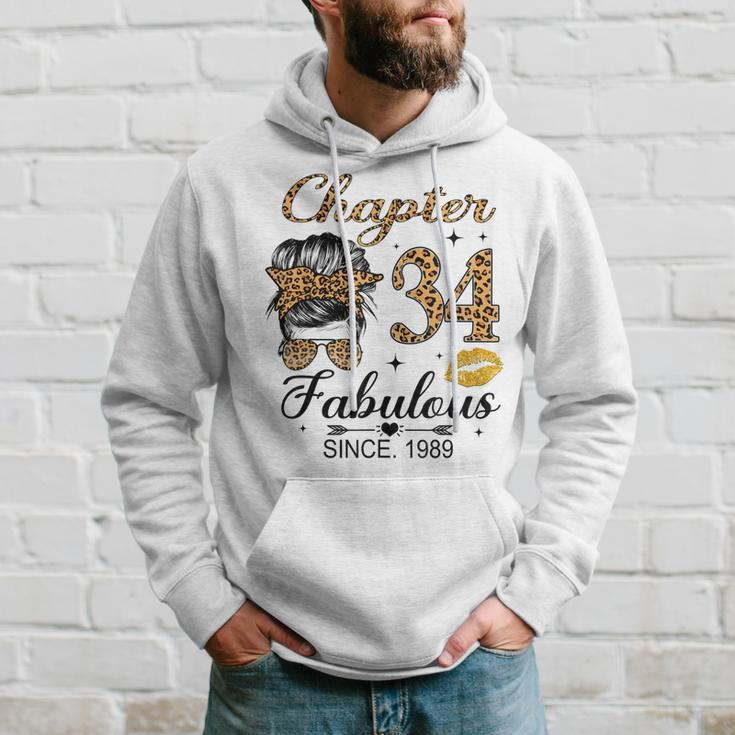 Chapter 34 Fabulous Since 1989 34Th Birthday Messy Bun Hoodie Gifts for Him