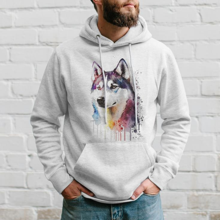 Colorful Siberian Husky Dog Lover Dad Mom Boy Girl Funny Hoodie Gifts for Him