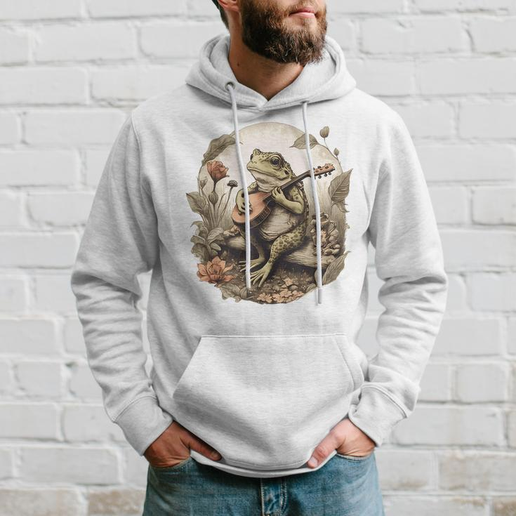 Cottagecore Aesthetic Frog Playing Banjo Instrument Vintage Hoodie Gifts for Him