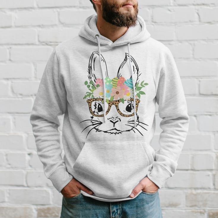 Cute Bunny Face With Leopard Glasses Women Girls Kids Easter Hoodie Gifts for Him