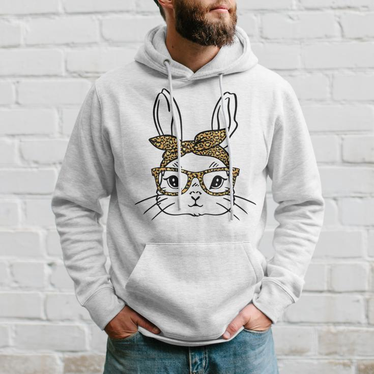 Cute Easter Bunny Leopard Glasses Mama Kids Easter Girls Hoodie Gifts for Him
