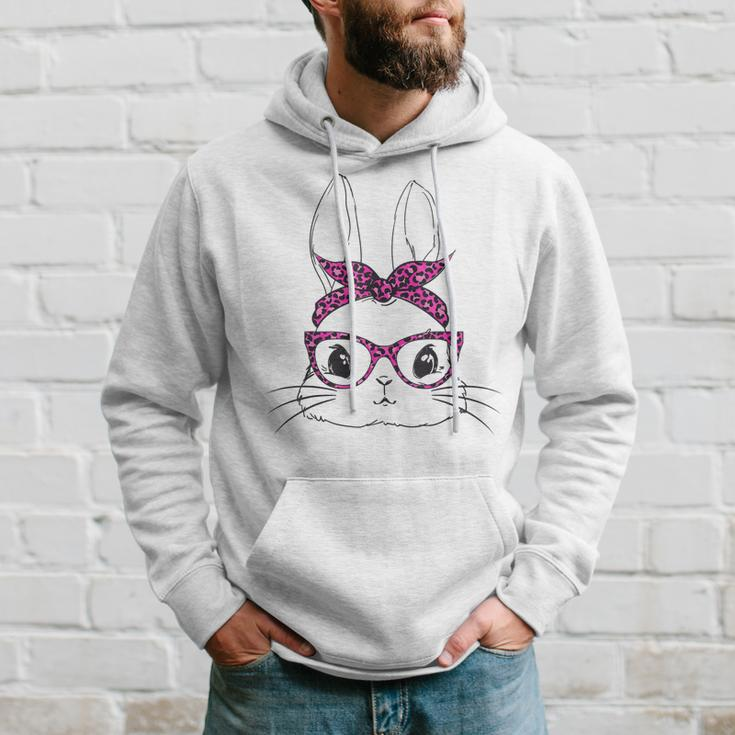 Easter Bunny Pink Leopard Glasses Mama Kids Easter Girls Hoodie Gifts for Him
