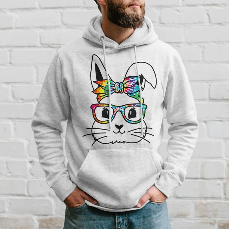 Easter Day Cute Bunny Rabbit Face Tie Dye Glasses Girl Hoodie Gifts for Him