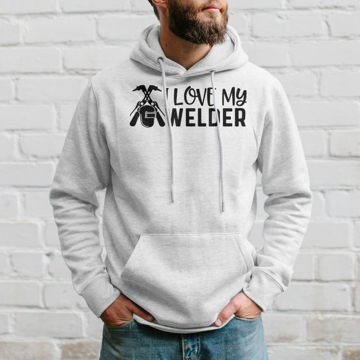 Funny I Love My Welder Welding Worker Welders Wife Father Men Hoodie Graphic Print Hooded Sweatshirt Gifts for Him