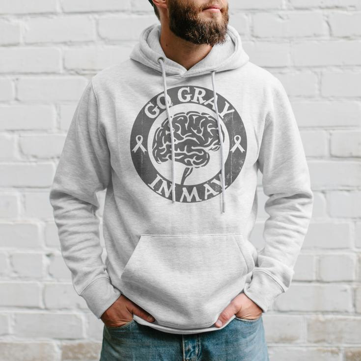 Go Gray In May Brain Cancer Tumor Awareness Wear Gray Ribbon Hoodie Gifts for Him