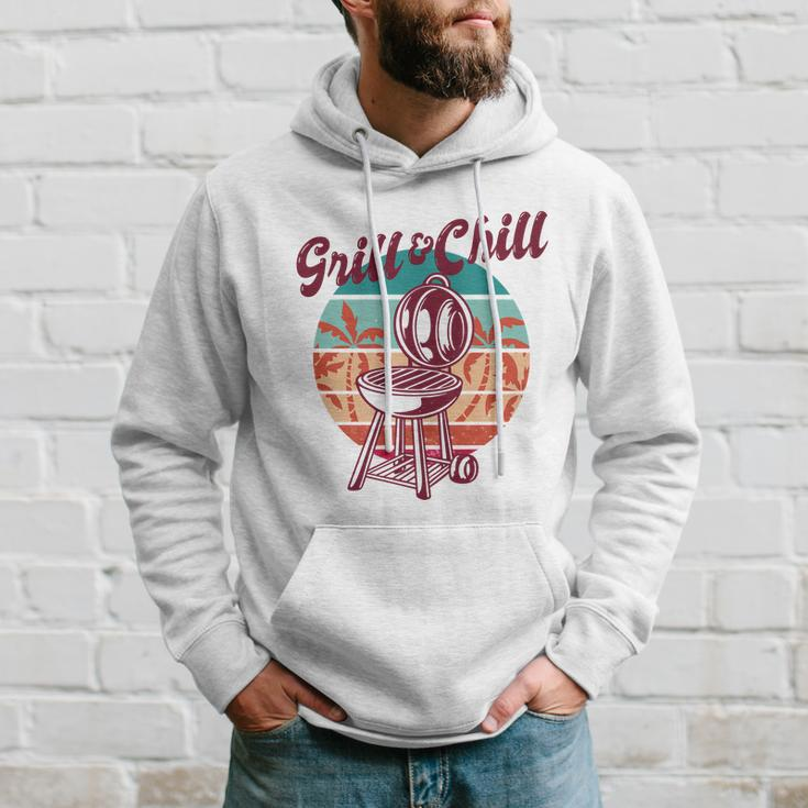 Grill And Chill Vacation Retro Sunset Hoodie Gifts for Him