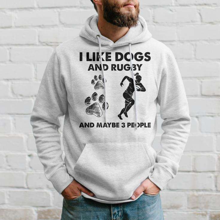 I Like Dogs And Rugby And Maybe 3 People Funny Dogs Lovers Hoodie Gifts for Him