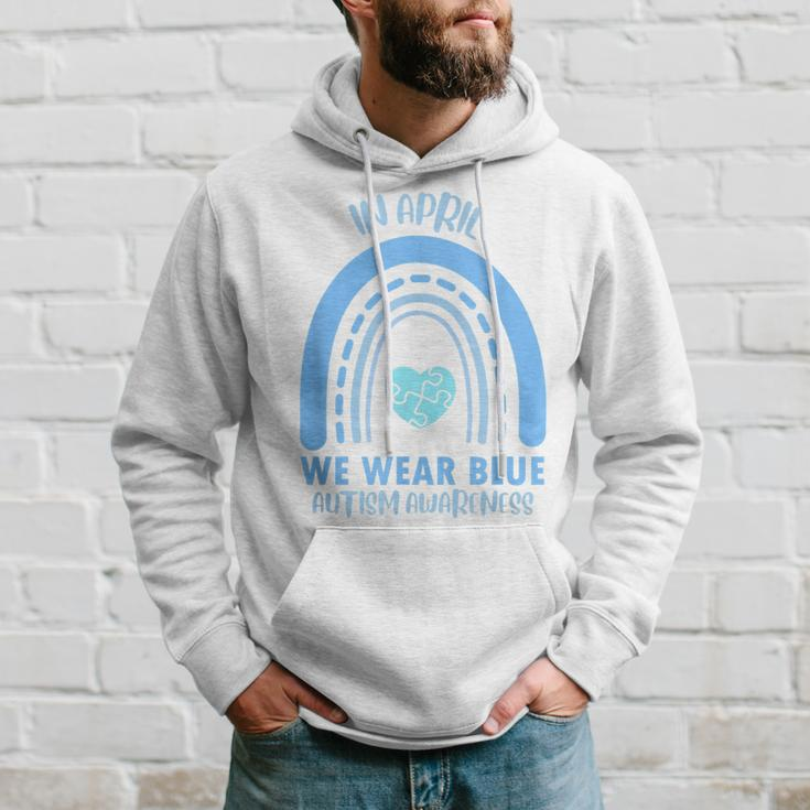 In April We Wear Blue Autism Awareness Month Hoodie Gifts for Him