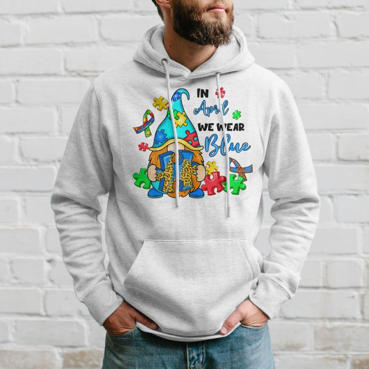 In April We Wear Blue Gnome Autism Awareness Month Hoodie Gifts for Him