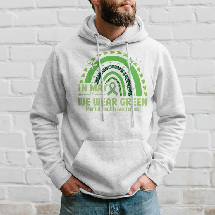 In May We Wear Green Semicolon Mental Health Awareness Month Hoodie Gifts for Him
