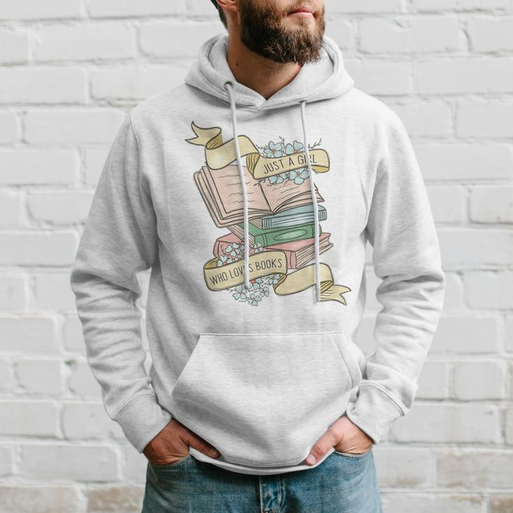 Just A Girl Who Loves Books Lover Bookworm Bookaholic Reader Hoodie Gifts for Him