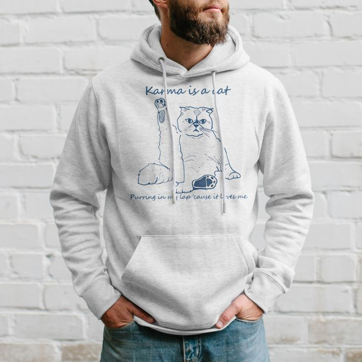 Karma Is A Cat Purring In My Lap Cause It Loves Me Cat Love Hoodie Gifts for Him