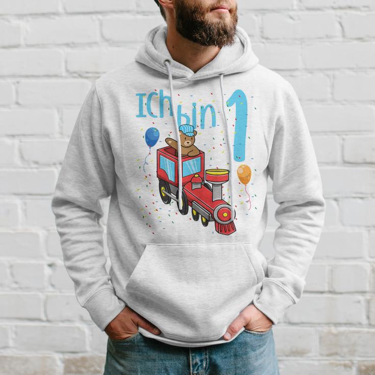 Kinder Erster Geburtstag Teddy Lokomotive Ich Bin Eins 1 Jahr Hoodie Geschenke für Ihn