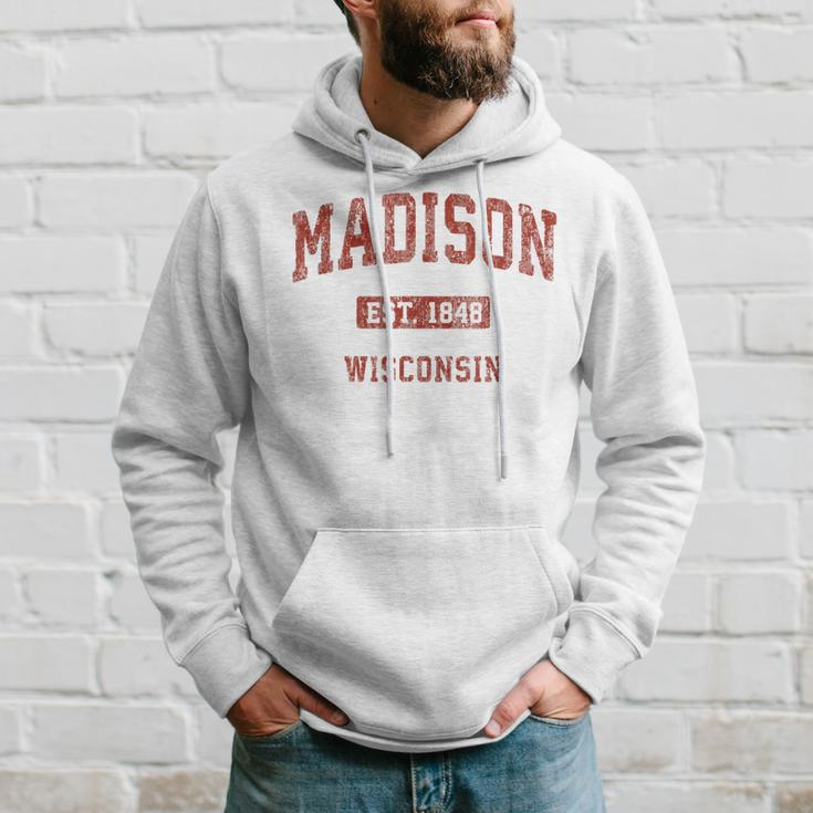Madison Wisconsin Wi Vintage Athletic Sports Design Hoodie Gifts for Him
