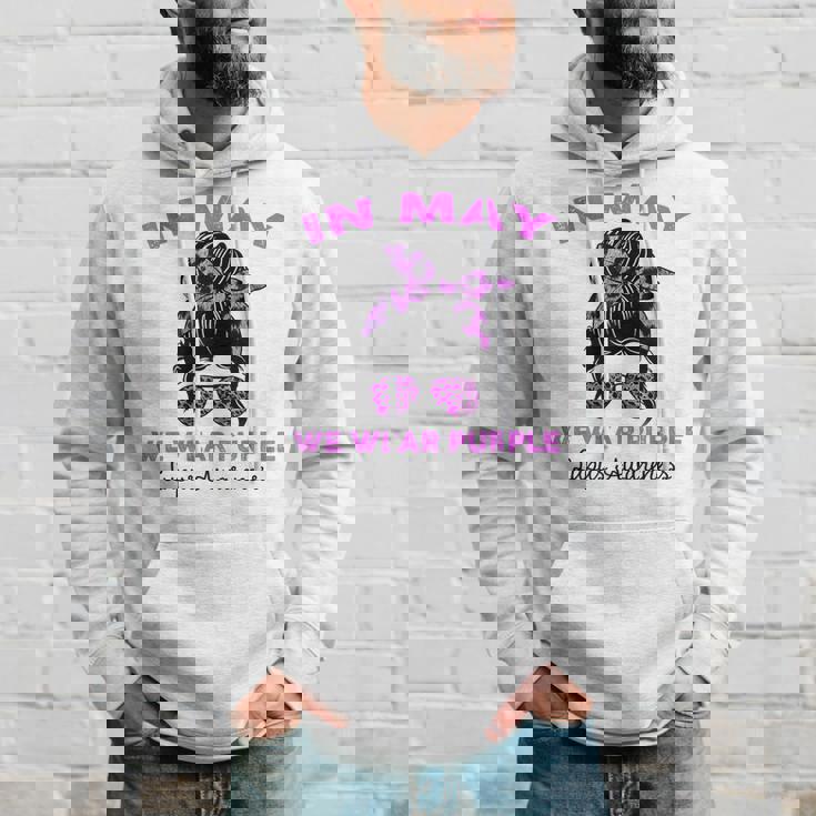 Messy Bun In May We Wear Purple Lupus Awareness Month Hoodie Gifts for Him