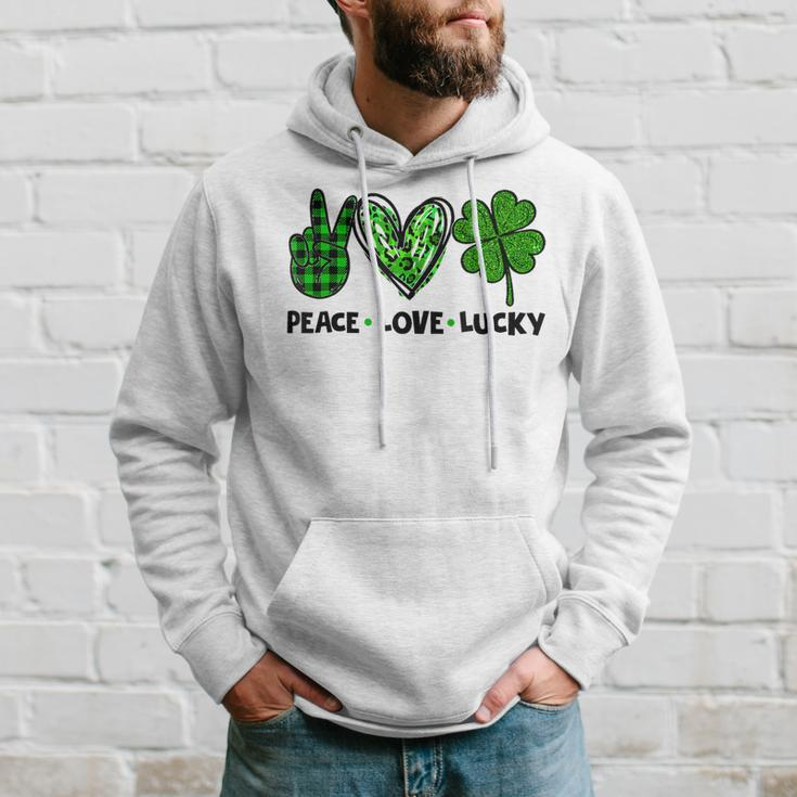 Peace Love Luck Lucky Clover Shamrock St Patricks Day Hoodie Gifts for Him