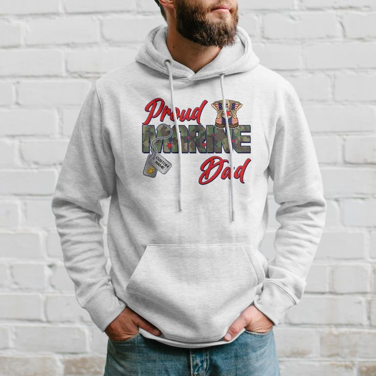 Proud Marine Dad Personalize Dog Tags Hoodie Gifts for Him