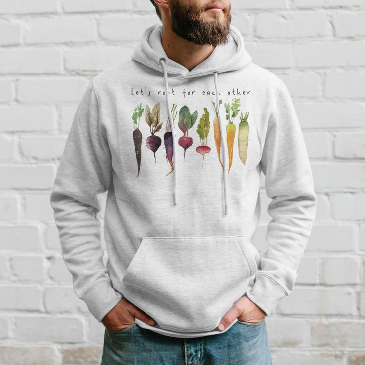 Retro Lets Root For Each Other Cute Veggie Funny Vegan Hoodie Gifts for Him