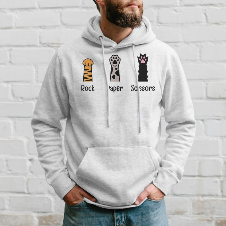 Rock Paper Scissors Funny Cat Paws Cute Kitten Lover Cats Hoodie Gifts for Him