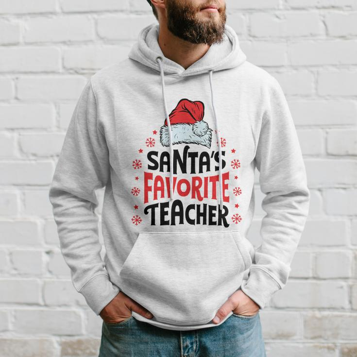 Santas Favorite Teacher Christmas Women Men Santa Hat Hoodie Gifts for Him