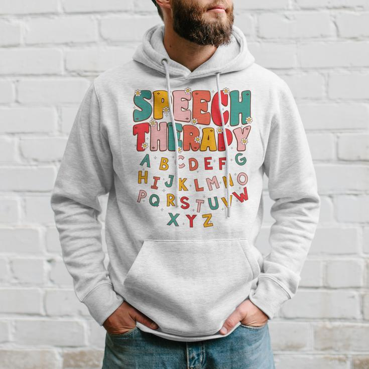 Speech Therapy Groovy Retro Speech Language Pathologist Hoodie Gifts for Him