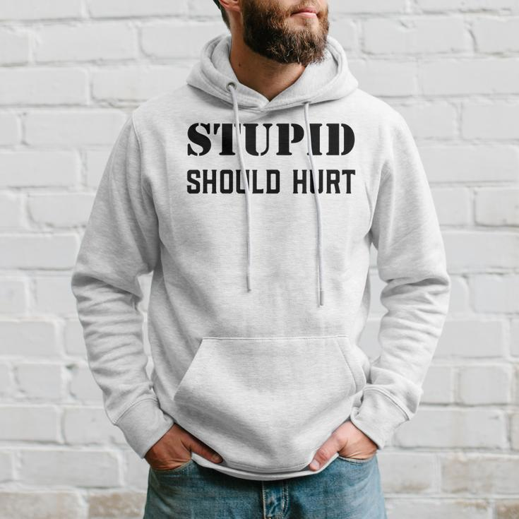 Stupid Should Hurt Sarcastic Dad Humor Joke Military Veteran Men Hoodie Graphic Print Hooded Sweatshirt Gifts for Him