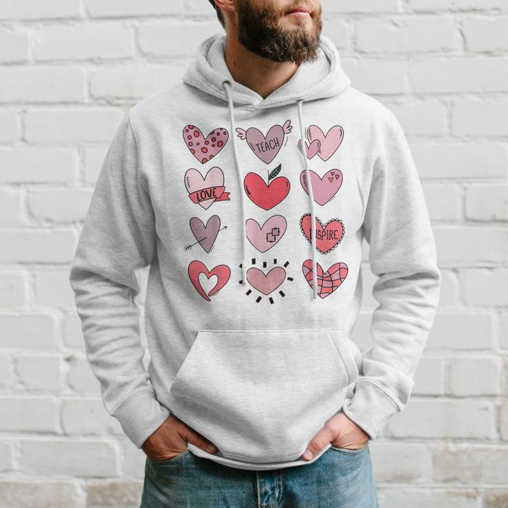 Teacher Valentine Teaching Fills My Heart Teacher Men Hoodie Graphic Print Hooded Sweatshirt Gifts for Him