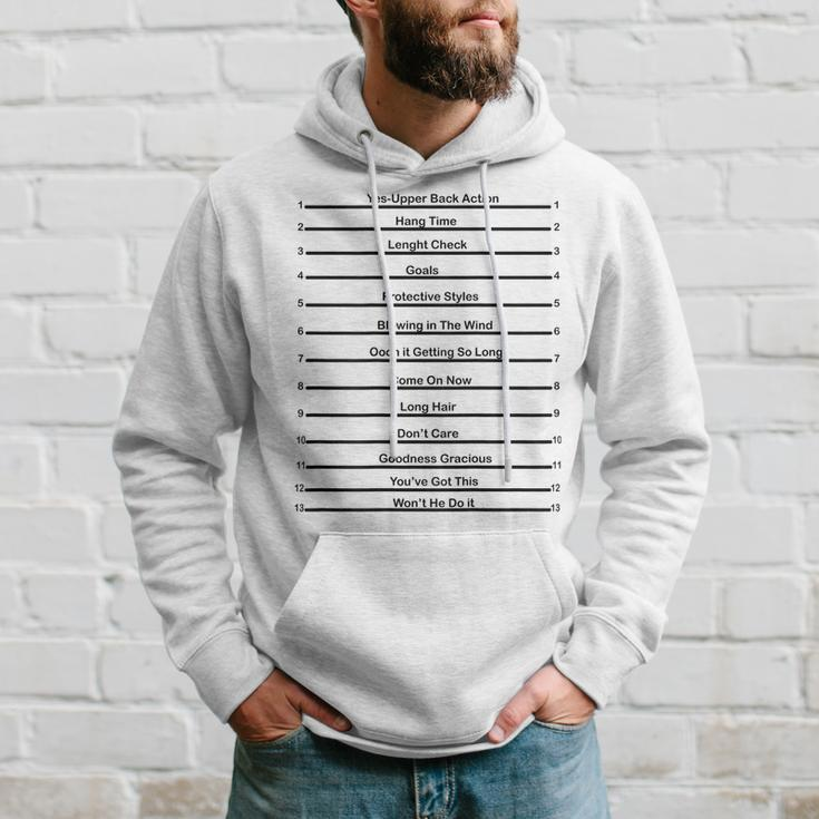 Track Your Long Hair Length Check Hair Backprint Hoodie Gifts for Him