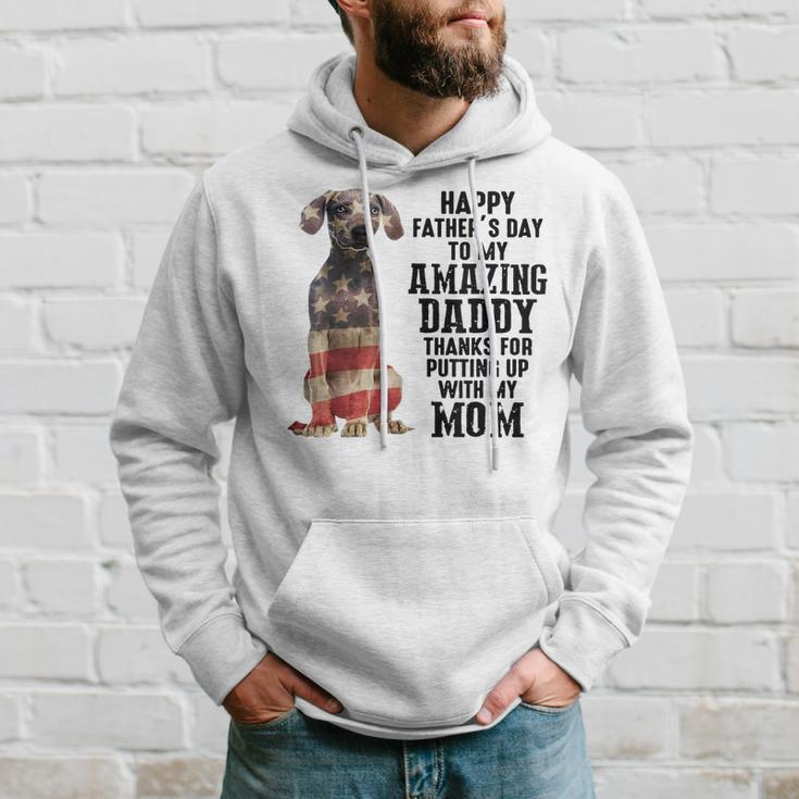 Us Flag Weimaraner Dad Happy Fathers Day To My Amazing Daddy Hoodie Gifts for Him