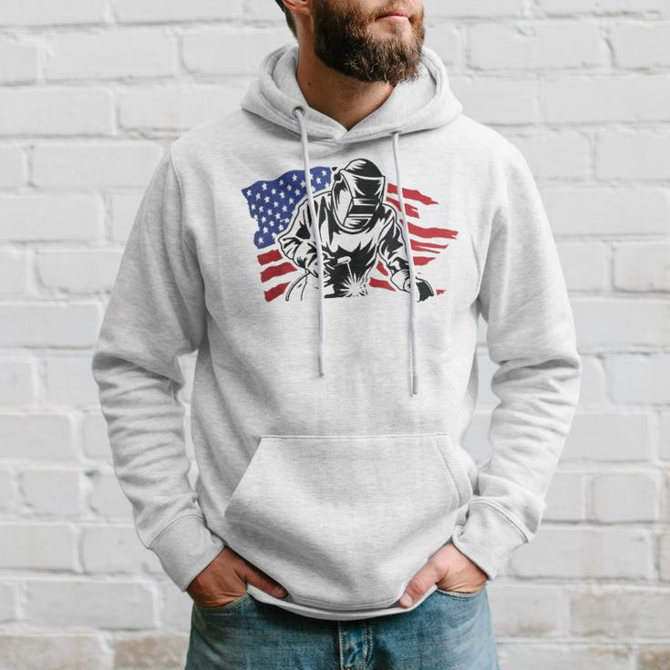 Vintage American Welder Ironworker Welding Worker Men Hoodie Graphic Print Hooded Sweatshirt Gifts for Him