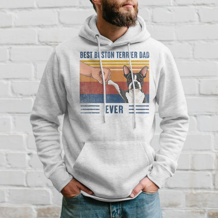 Vintage Best Boston Terrier Dad Ever Fist Bump Funny Dog Gift For Mens Hoodie Gifts for Him