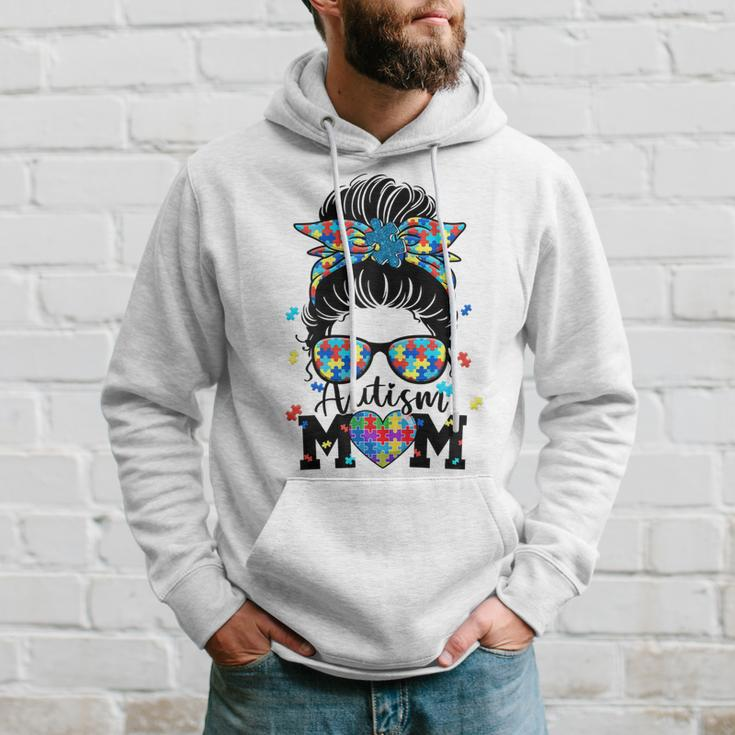 Womens Autism Mom Life Messy Bun Sunglasses Bandana Mother’S Day Hoodie Gifts for Him