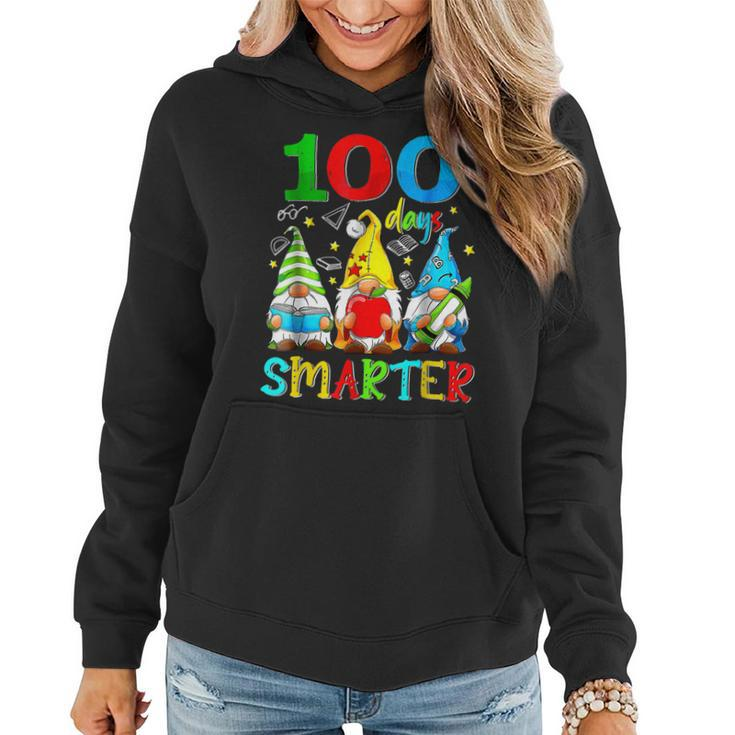 100 Days Smarter Cute Gnome Gift Teacher 100 Days Of School  Women Hoodie
