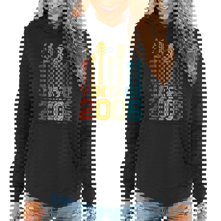 17Th Birthday Gifts Vintage 2006  Guitarist Guitar Lovers  Women Hoodie