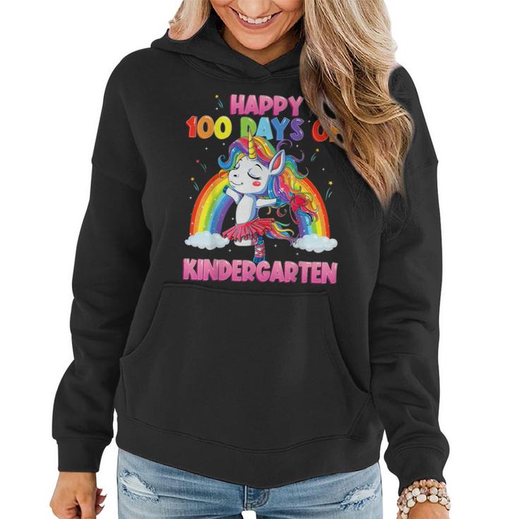 Unicorn Dancing Rainbow 100 Days Of Kindergarten Kids Girls  Women Hoodie