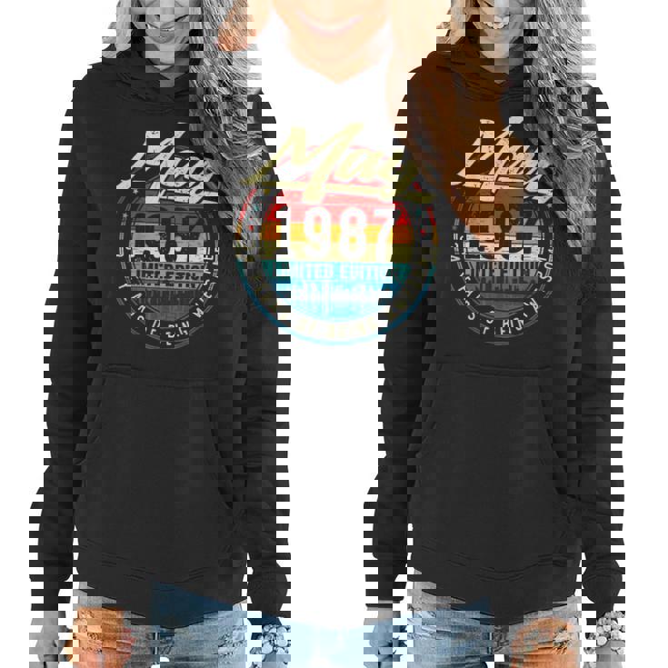 34Th Birthday Decorations May 1987 Men Women 34 Years Old Women Hoodie