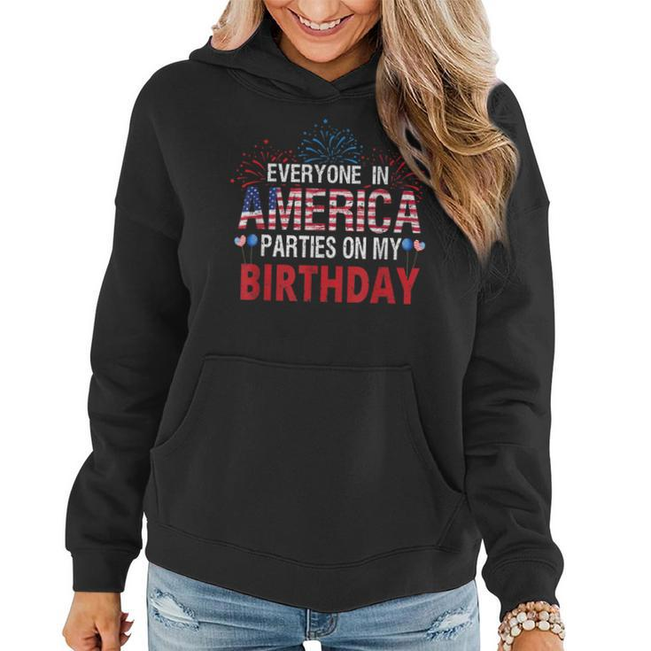 4Th Of July Birthday Gifts Funny Bday Born On 4Th Of July Women Hoodie Graphic Print Hooded Sweatshirt