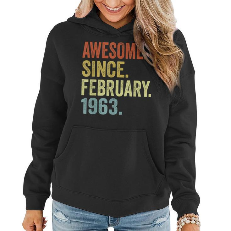 60 Year Old Gifts Vintage Retro February 1963 60Th Birthday  Women Hoodie