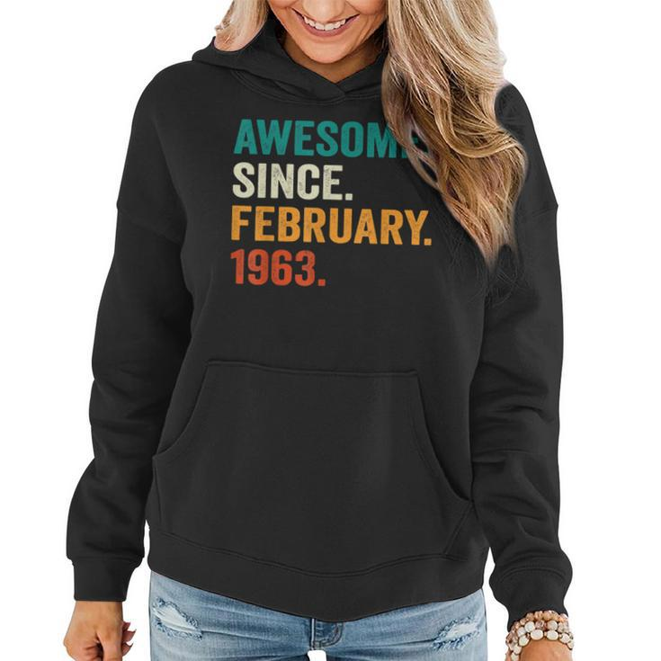 60 Years Old Gifts Awesome Since February 1963 60Th Birthday  V2 Women Hoodie