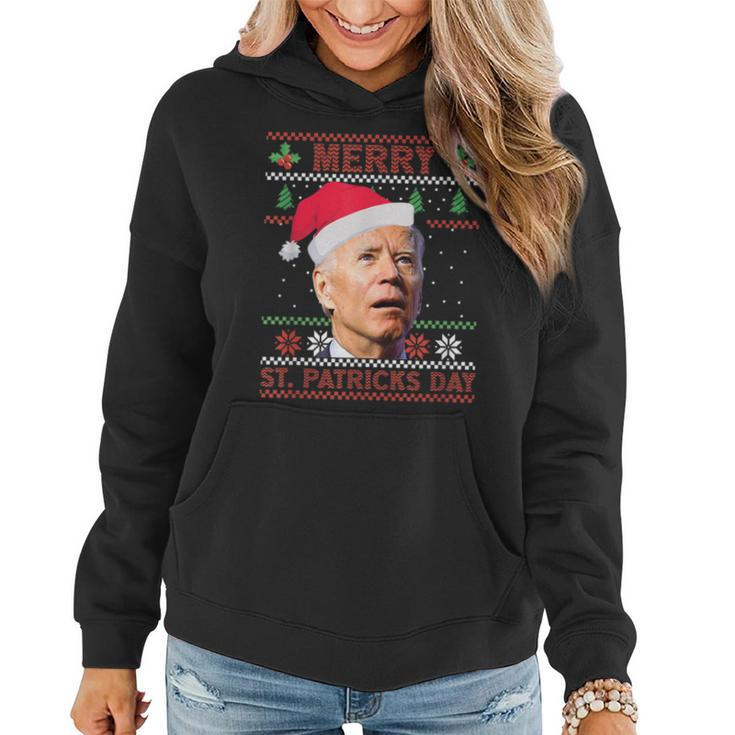 Anti Biden Merry St Patricks Day Ugly Christmas Sweater  Women Hoodie