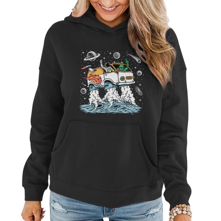 Astronaut And Alien Drive Space Car Women Hoodie